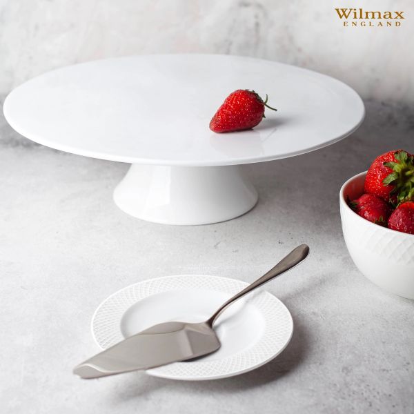 Wilmax 30cm Cake Plate with Base - White Porcelain