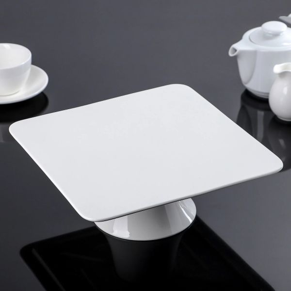 Wilmax 30cm Square Cake Plate with Base - White
