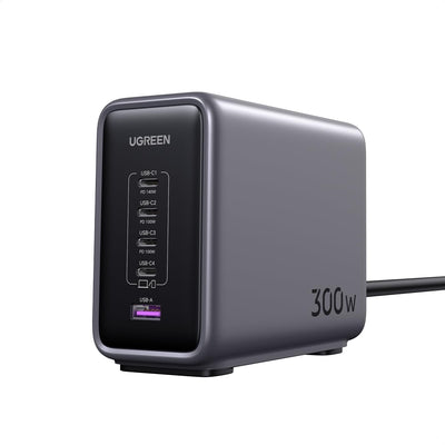 شاحن UGREEN Nexode GaN بقوة 300 واط - 5 منافذ، شحن سريع بقدرة 140 واط