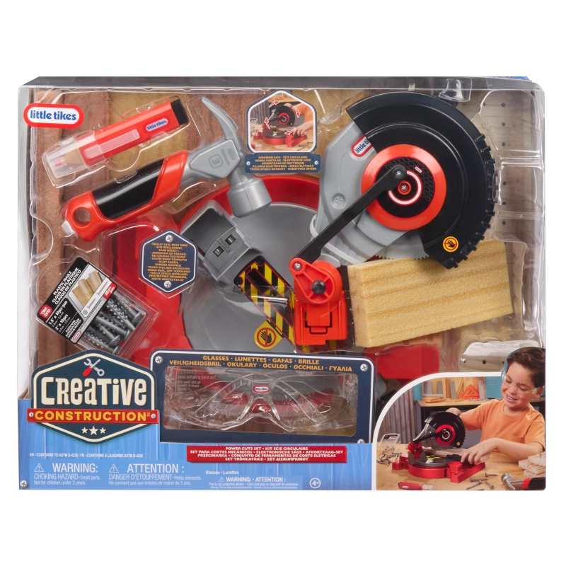 Little Tikes Creative Construction Power Cuts Set – Kids Woodworking Play Set