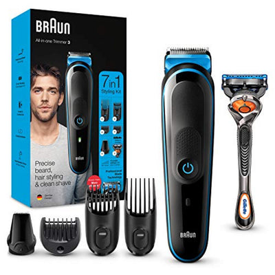 Braun Hair Clippers 7-in-1 Men's Grooming Kit with Gillette ProGlide Razor - black