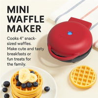 Nutricook NC-WM100R Mini Waffle Maker | 350-420W | Ceramic Coating | Fast Heating | Red
