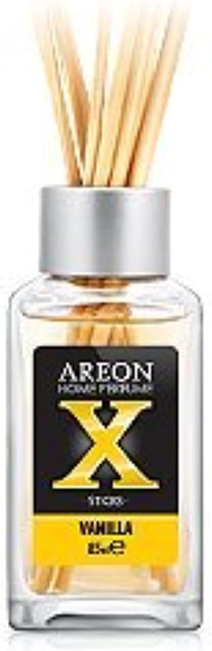 AREON Home Luxury Perfume Reed Diffuser + 10 أعواد من الخيزران، برائحة الفانيليا السوداء 