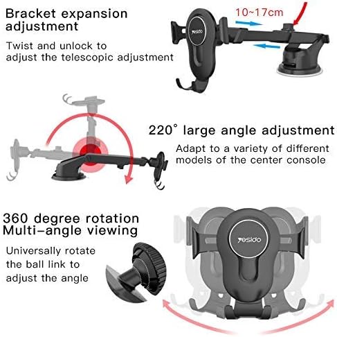 Yesido C44 Car Phone Holder - 360° Rotation Auto Clip