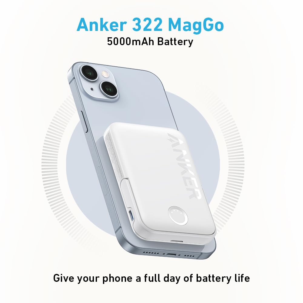 Anker 322 MagGo PowerCore 5K Magnetic Portable Charger - Black & White