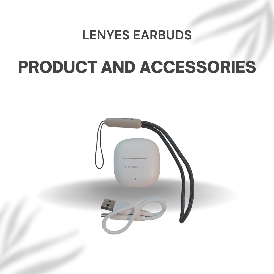 LENYES Bluetooth Wireless Earbuds Noise Canceling Touch Sensitive - White