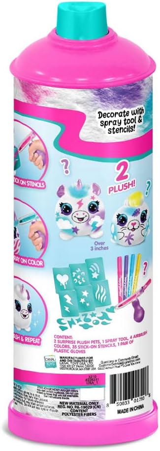 Canal Toys Airbrush Plush Mini Mystery 2 Pack | Customize & Decorate Your Own Plushies