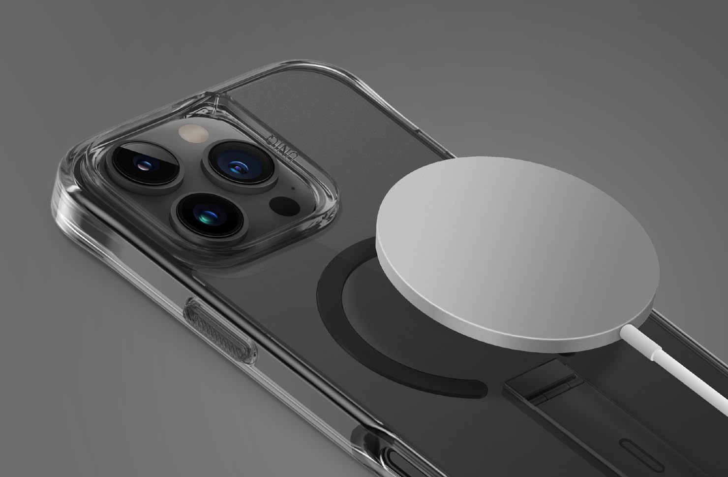 UNIQ Hybrid iPhone 16 Pro (2024) 6.9 MagClick Charging Eleva with Vertical Stand - Carbon