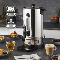 Geepas 1650W 10L Stainless Steel Water Boiler, 30-110°C Temp Control, Black/Silver GK6155