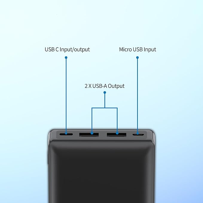 باور بانك Philips 20000mAh 20W PD & QC3.0 مع USB-A وUSB-C