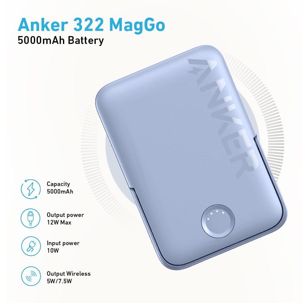 Anker 322 MagGo PowerCore 5K Magnetic Portable Charger - Black & White