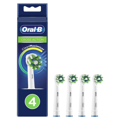 Oral-B Cross Action Electric Toothbrush Head With CleanMaximiser Technology Pack Of 4 - White