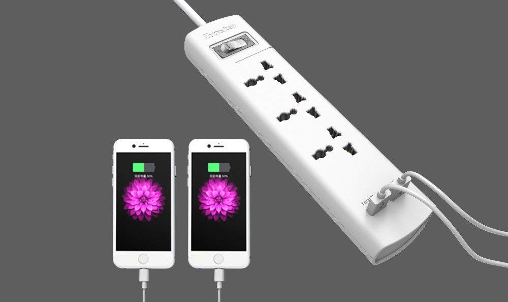 Huntkey Power Strip 3 Outlets 2 USB Ports Overload Protection