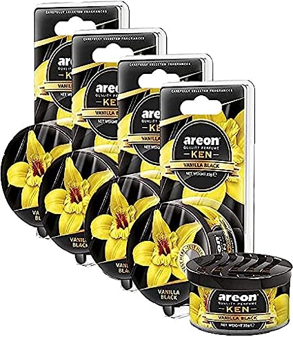 معطر جو للسيارة AREON Ken - رائحة الفانيليا السوداء، عطر يدوم طويلاً 