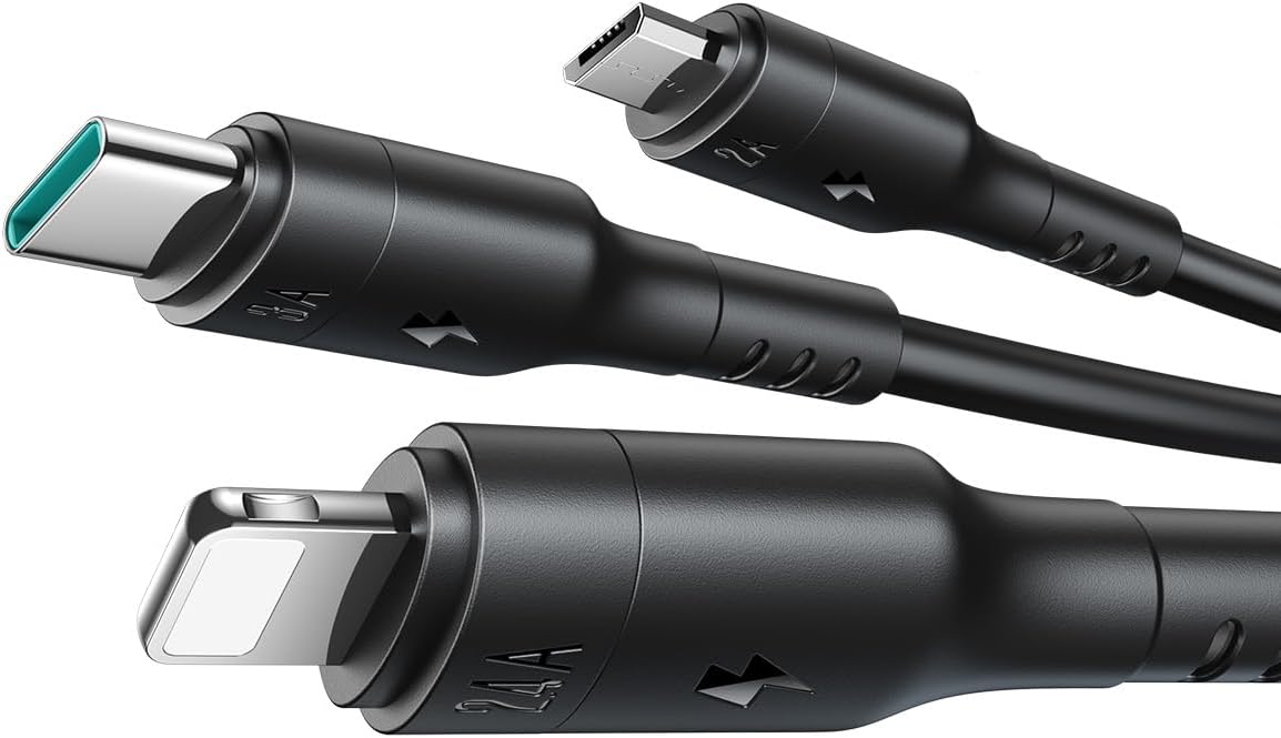 Joyroom S-A61 OmniGo Series 3.5A USB-A to Type-C, Lightning & Micro USB 3-in-1 Charging Cable – 1.2 m, Black | 12-Month Warranty