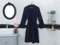 Madame Coco Nicola Kimono Unisex Bathrobe – Soft Robe in Stone & Navy