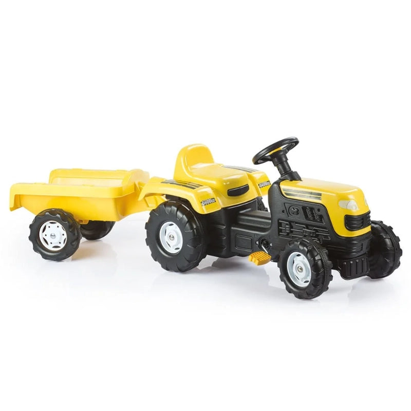 Dolu Ranchero Pedal Operated Tractor & Trailer – Yellow | Kids Ride-On