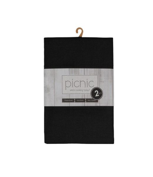 Finesse Richmond Kitchen Towels Set of 2 – Black