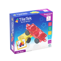 TileTek Magnetic Tile Car Bases, 2-Piece Vehicle Building Pack, Ages 3+