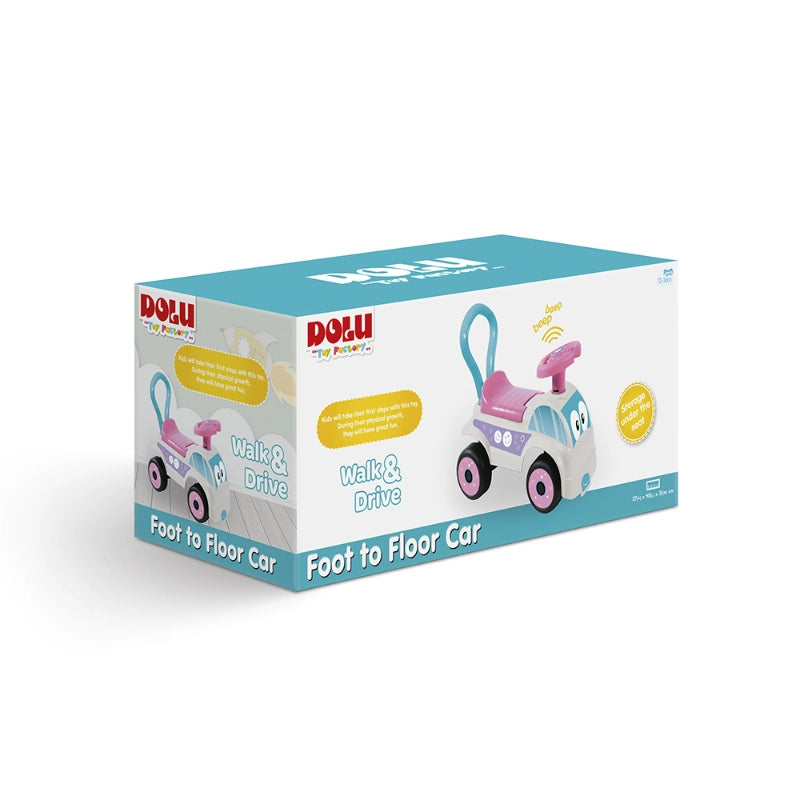Dolu Foot to Floor Car – White | 2-in-1 Toddler Ride-On & Walker
