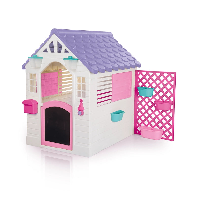 Dolu Garden Playhouse with Fence – Pink | Girls Outdoor Play House