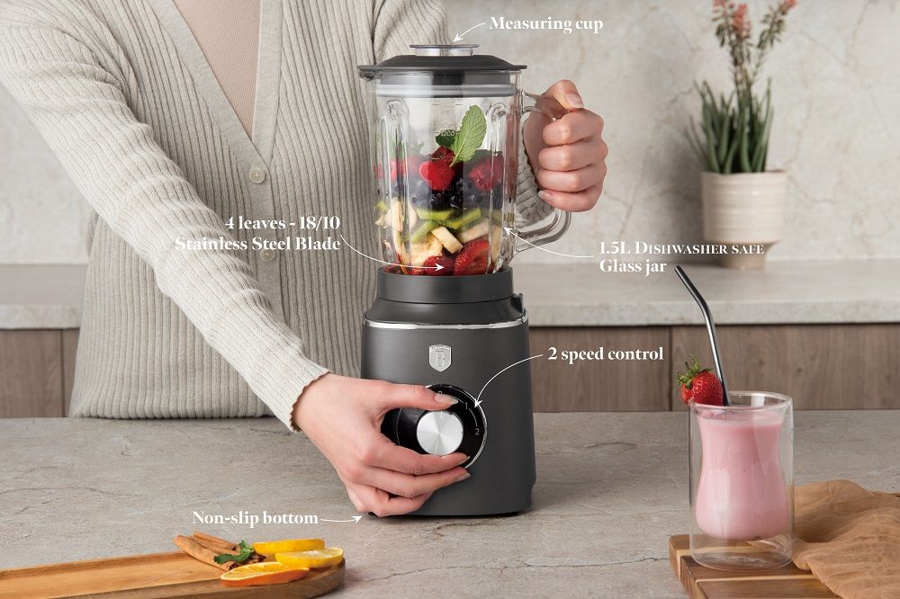 Berlinger Haus 1.5L Glass Blender – Anthracite