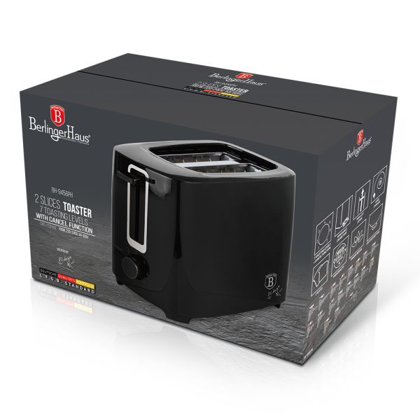 Berlinger Haus 2-Slice Toaster – Black-Silver, Stylish & Easy