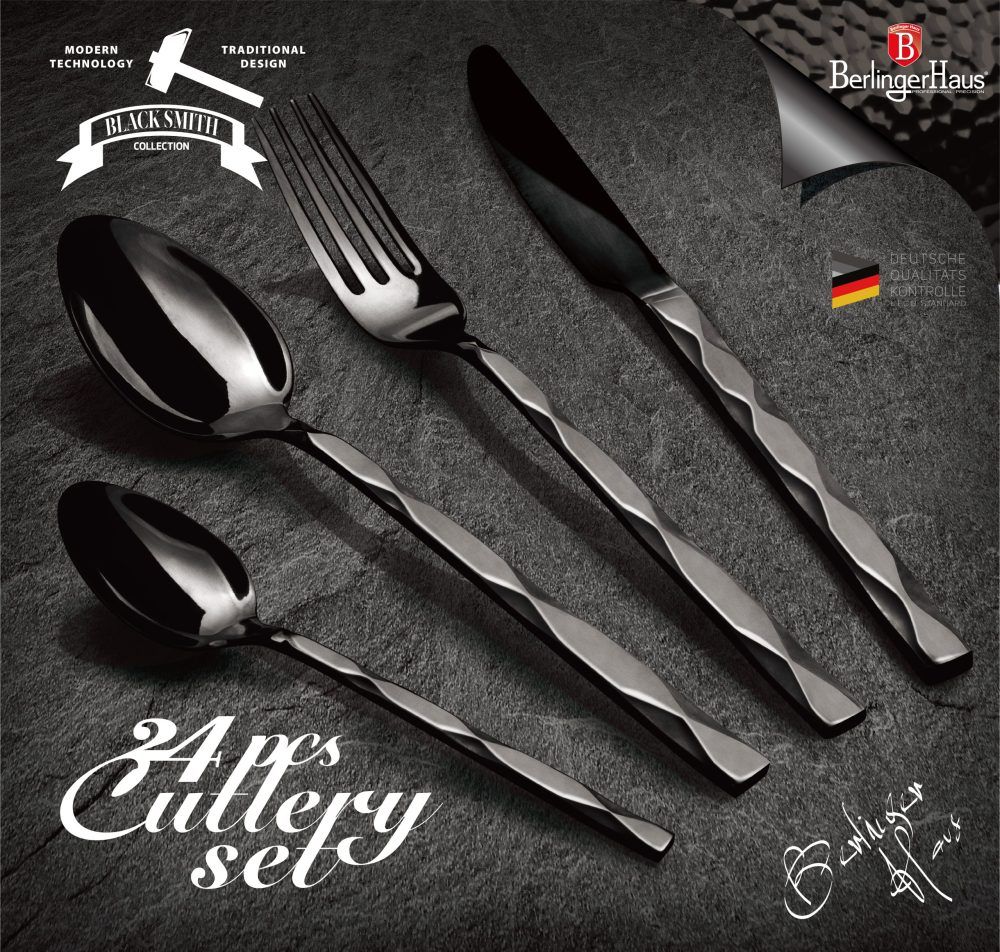 Berlinger Haus 24-Piece Cutlery Set - Black
