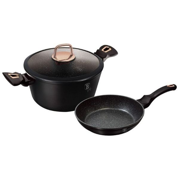 Berlinger Haus 3-Piece Pot & Pan Set - Black-Rose