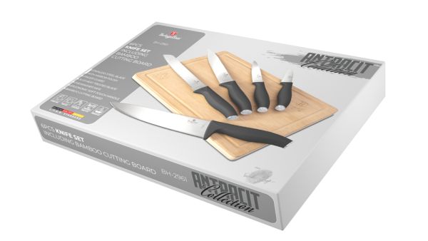 Berlinger Haus 6-Piece Knife Set with Cutting Board – Anthracite