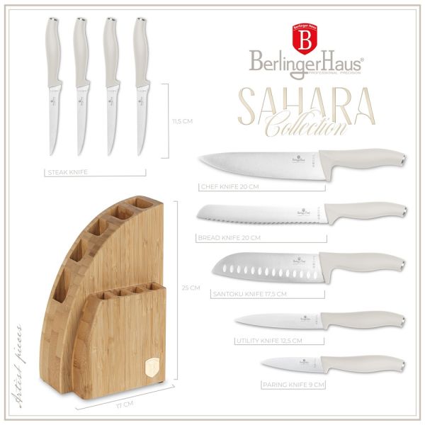 Berlinger Haus 10-Piece Knife Set with Stand - Sahara