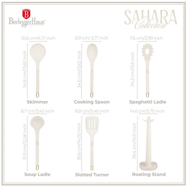 Berlinger Haus 6-Piece Kitchen Utensil Set with Stand - Sahara