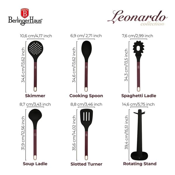 Berlinger Haus 6-Piece Kitchen Utensil Set with Stand - Leonardo