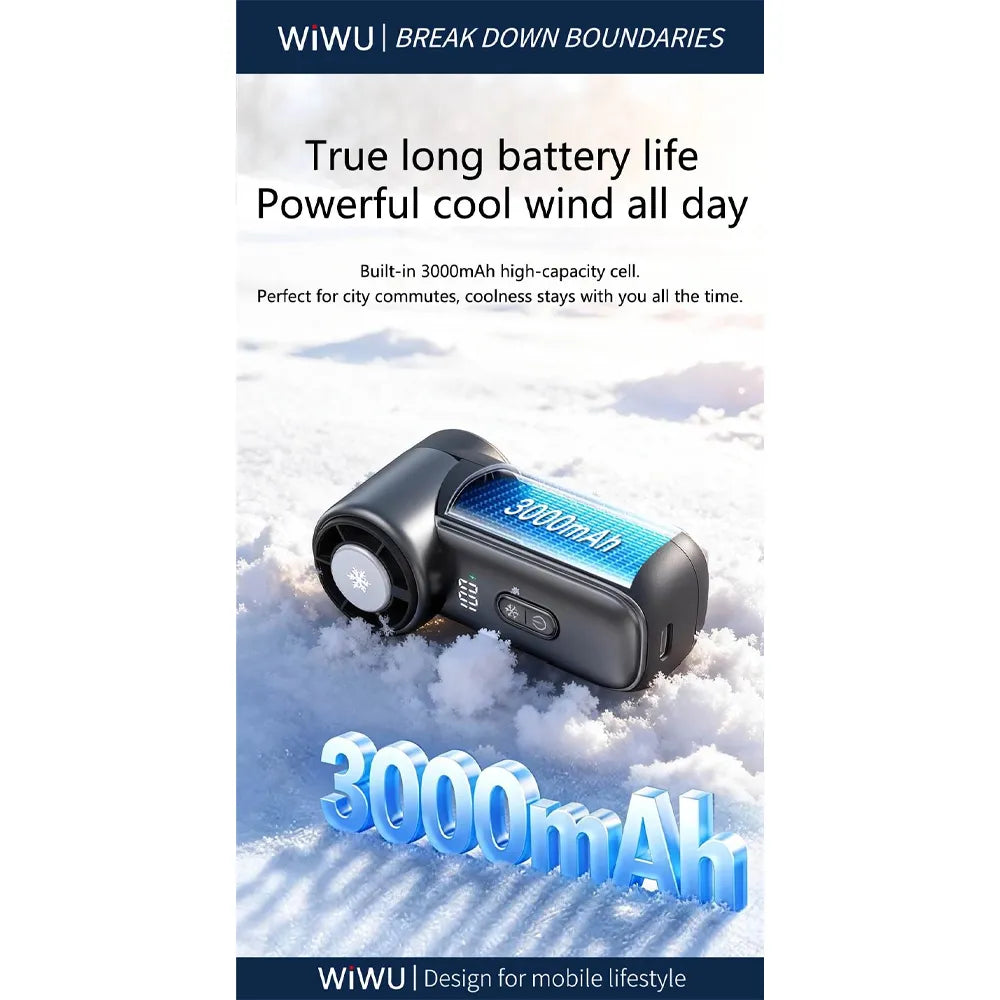 WiWU Ice Core Mini Fan – 5-Speed with Cooling Function (FS018)
