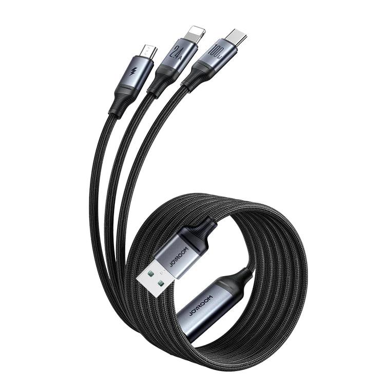 Joyroom 3 in 1 100W Fast Charging Cable Charge 3 Devices - Black