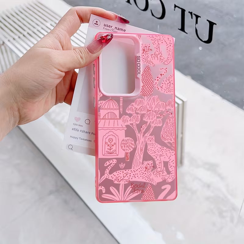 Pink Leopard Illustration Phone Case for Samsung Galaxy S25 Ultra