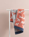 Madame Coco Chienne Yarn Dyed Face Towel Salmon Natural Patterns Soft Absorbent