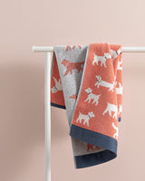 Madame Coco Chienne Yarn Dyed Face Towel Salmon Natural Patterns Soft Absorbent