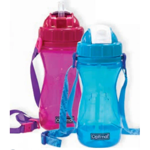 Optimal 500ml Silicone Straw Bottle 12M+ – Blue/Pink