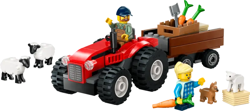 LEGO® Red Farm Tractor with Trailer & Sheep - Playset
