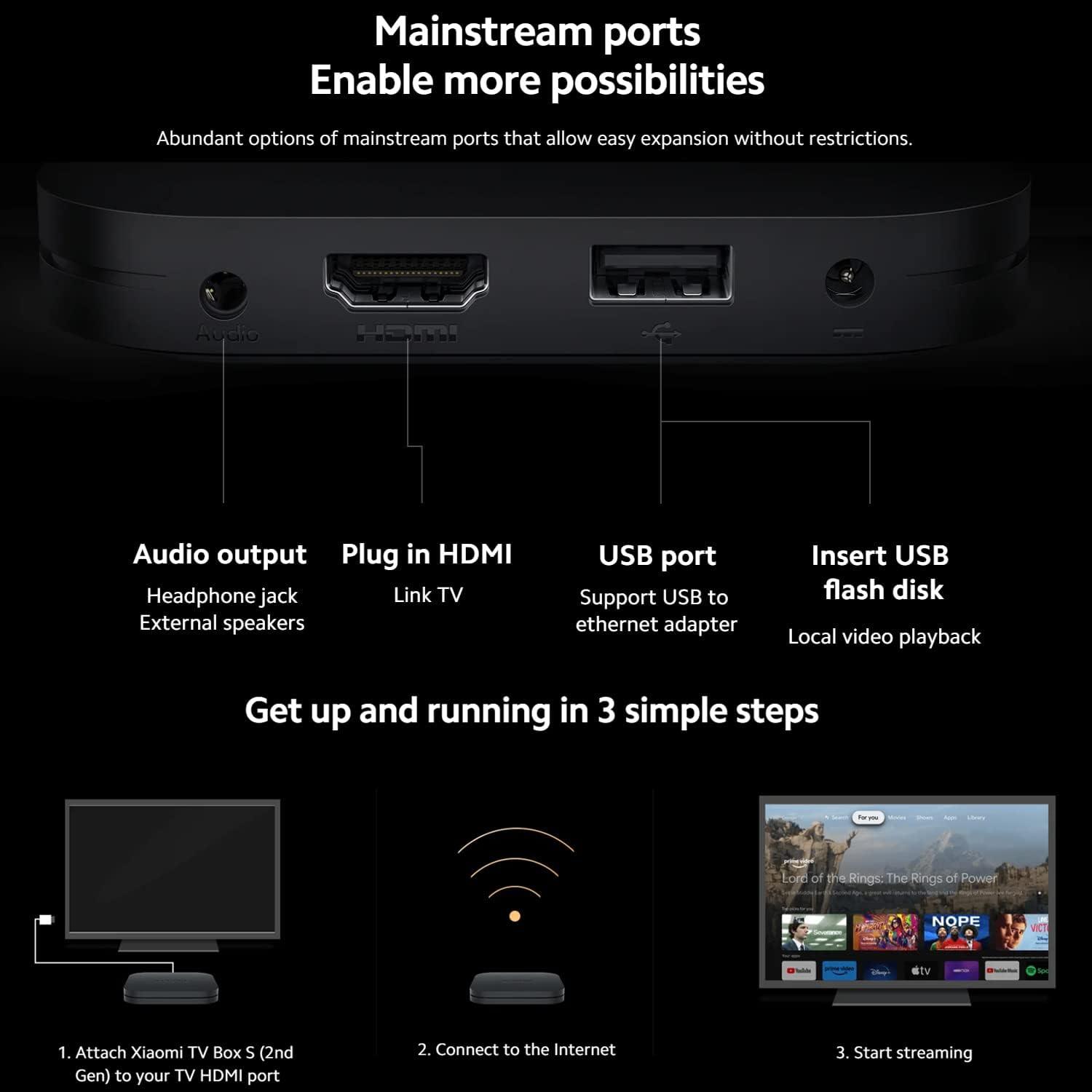 Xiaomi TV Box S (2nd Gen) 4K Chromecast Streaming Media Player Google TV