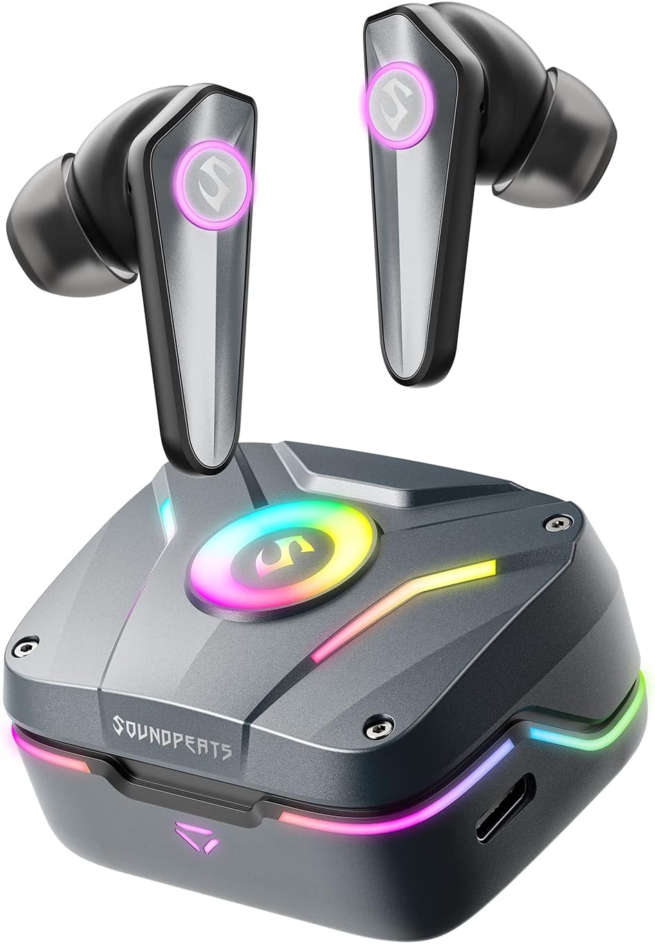 SoundPEATS CyberGear: Bluetooth 5.3, RGB Lights, Low-Latency, 26H Playtime - BLACK