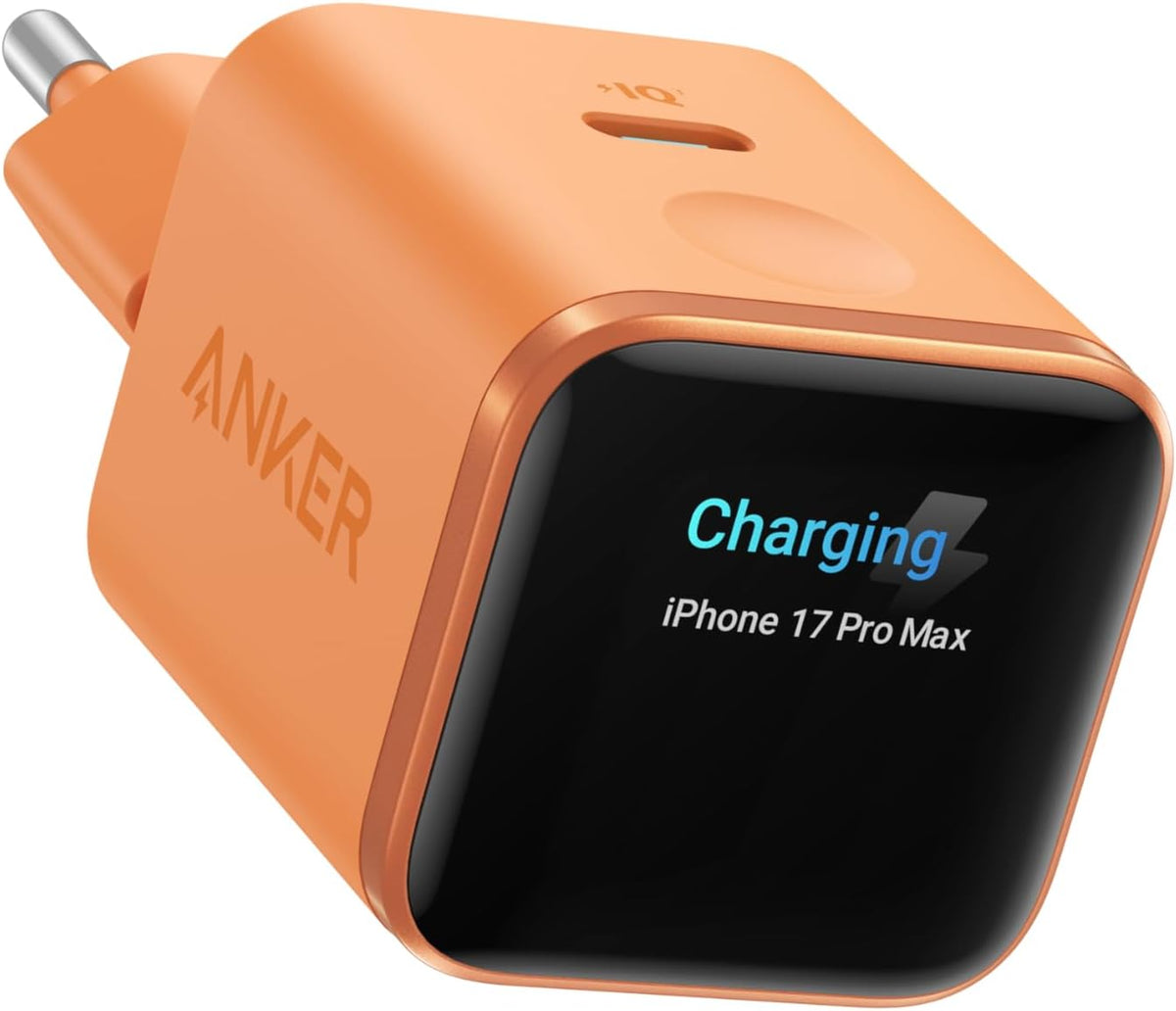 Anker Nano 45W USB-C Charger with Smart Display, GaN Fast Charger for iPhone 17/16/15, iPad, MacBook