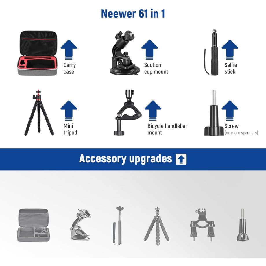 Neewer Pro 61 in 1 Accessory Kit for GoPro DJI Insta360