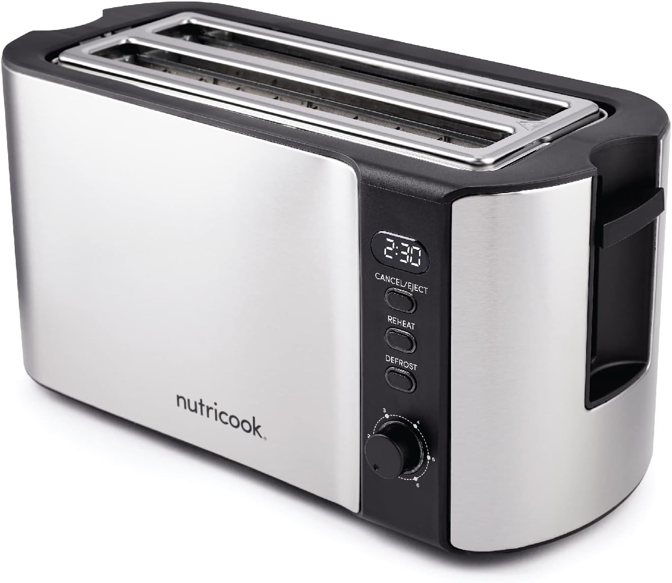 Nutricook 4 Slice Stainless Steel LED Digital Toaster, 1500 Watt - Silver