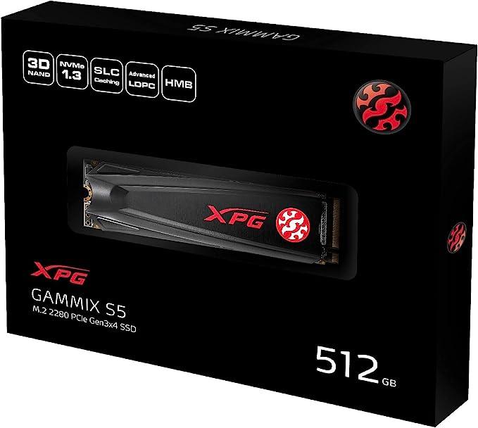 XPG Gammix S5 512GB PCIe 3D NAND PCIe Gen3x4 M.2 2280 NVMe 1.3 R/W up to 2100/1500MB/s SSD (AGAMMIXS5-512GT-C)