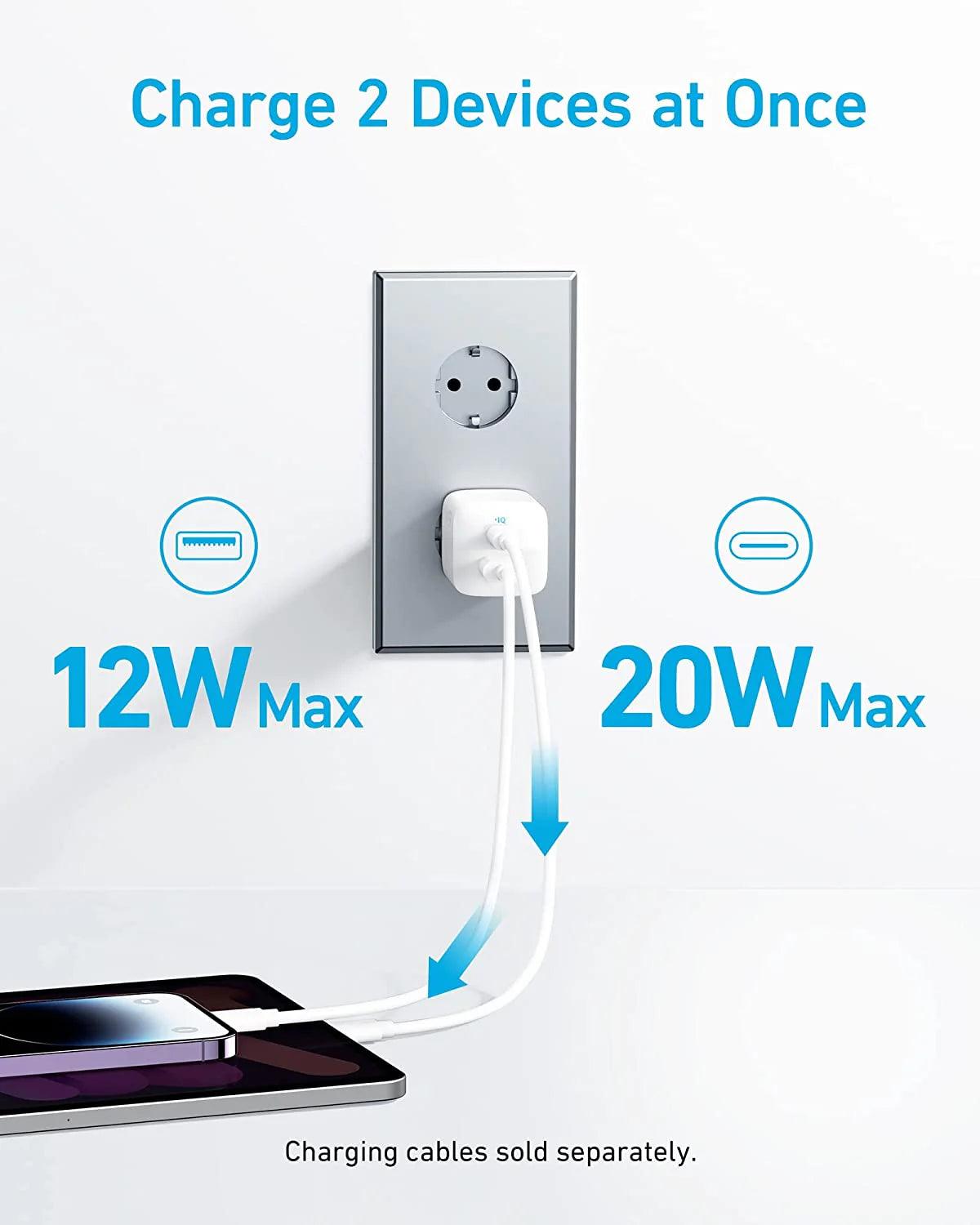 Anker 323 Charger 33W Fast Charging for All Your Devices - White