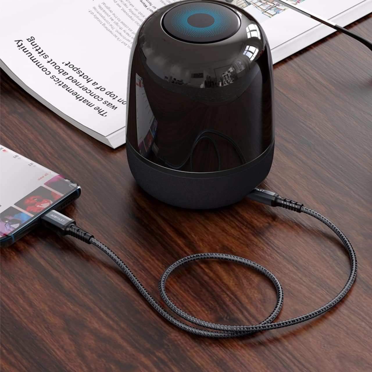 ACEFAST Lightning to 3.5mm Audio Cable - Hi-Fi Distortion-Free Sound for iPhone, iPad, iPod (1.2m/3.9ft) - Black C1-06