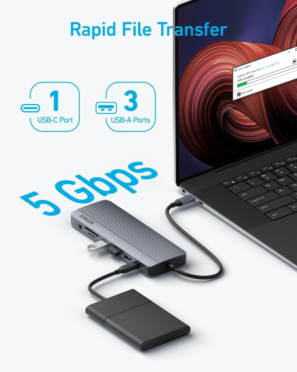 Anker 14 in 1 USB C Hub with Triple Display & 4K HDMI - Black