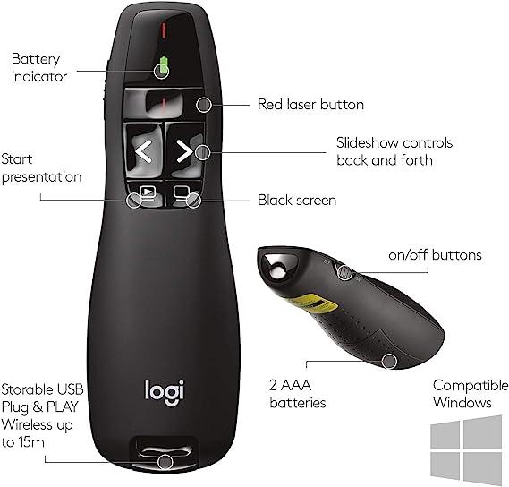 Logitech Wireless Presenter R400, Presentation Wireless Presenter with Laser Pointer